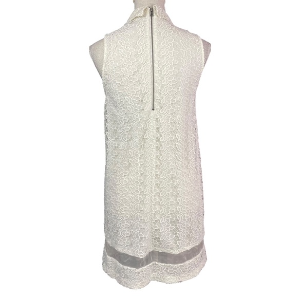 Alice + Olivia Irene Lace Dress XS Silk White Floral Guipure Collared Sleeveless - Picture 5 of 11